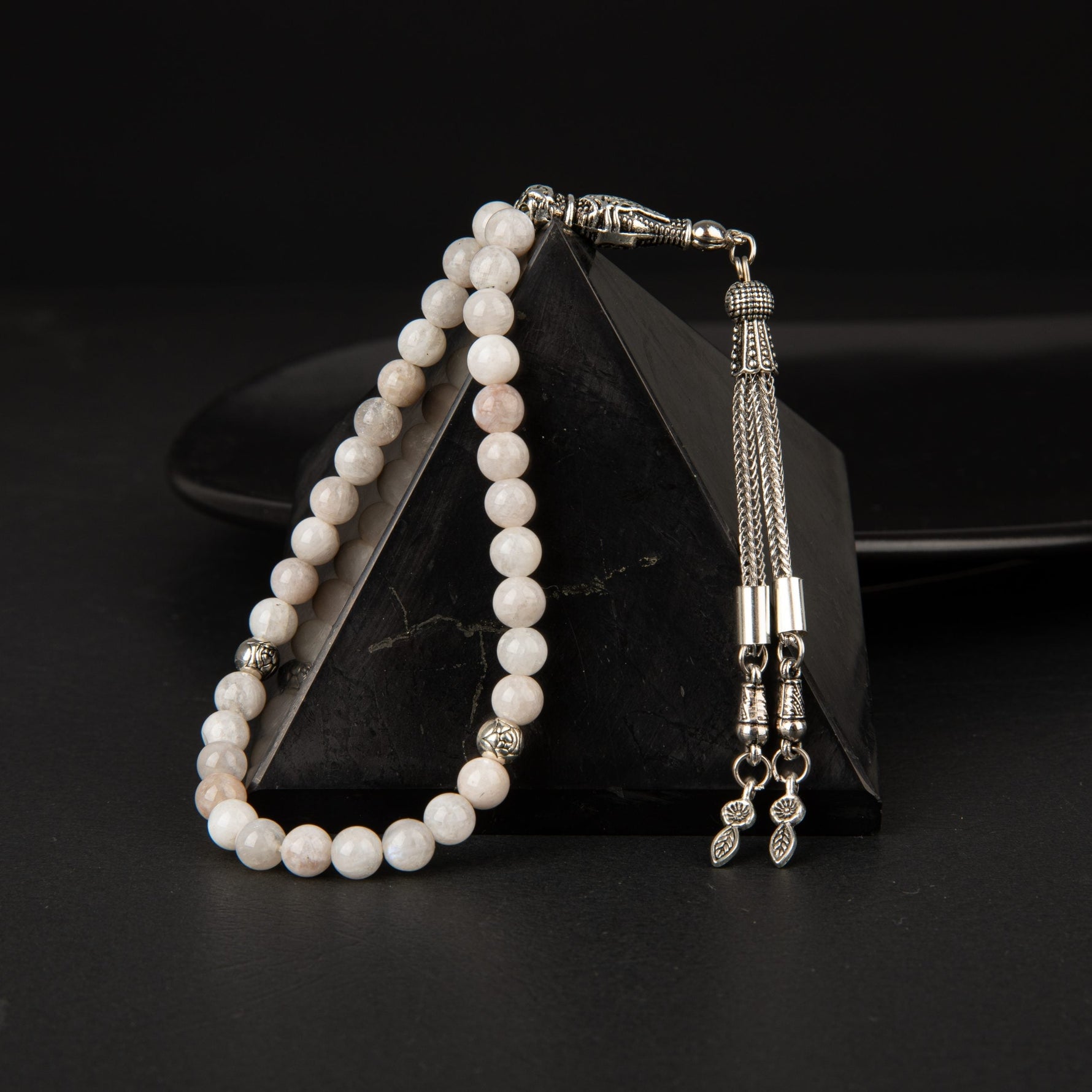 Ay Taşı Doğal Taş Tesbih 33lük - 6mm