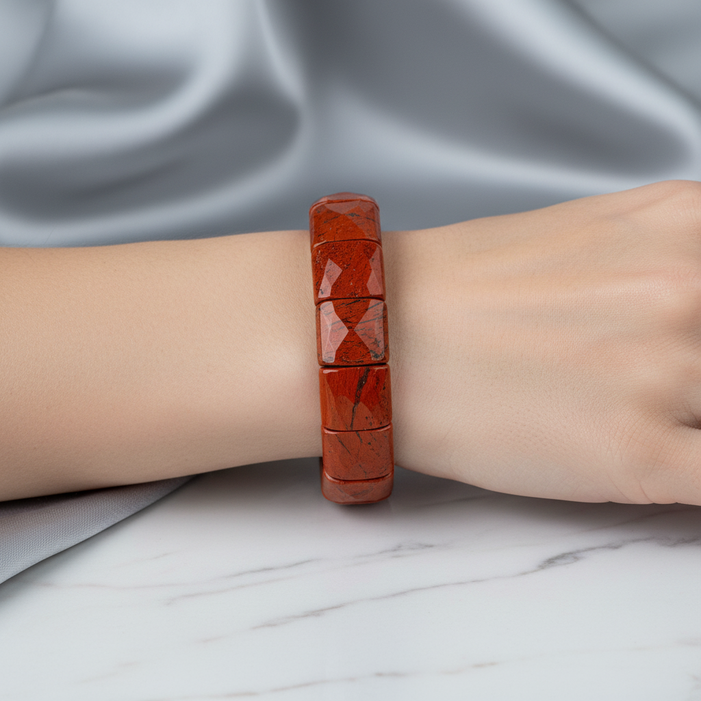 Dragon Jasper Doğal Taş Balık Sırtı Geniş Kesim Bileklik – Unisex El İşçiliği