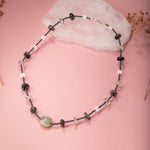 Labradorit-Necef-Rutilli Kuvars-Hematit Doğal Taş Kolye