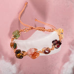 Aslan Burcu Bileklik Bordo Granat Lal, Güneş Taşı, Jasper, Kaplan Gözü, Kehribar, Renkli Turmalin, Sitrin