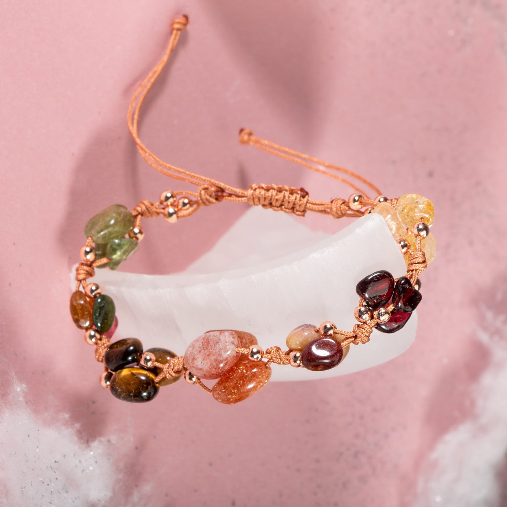 Aslan Burcu Bileklik Bordo Granat Lal, Güneş Taşı, Jasper, Kaplan Gözü, Kehribar, Renkli Turmalin, Sitrin