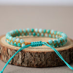 Amazonit 3-4mm Çift Sıra Doğal Taş Bileklik