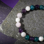 Balık Burcu Bileklik Ametist, Ay Taşı, Mavi Apatit, Pembe Kuvars, Selenit