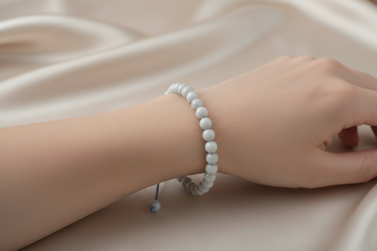 Mavi Akik 6 mm Merdiven Kapama Doğal Taş Bileklik – El İşçiliği