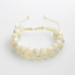 Beyaz Sedef 8mm Çift Sıra Makrome Doğal Taş Bileklik