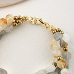 Labradorit-Sitrin-Ay Taşı Altın Kaplama Kapama Doğal Taş Bileklik