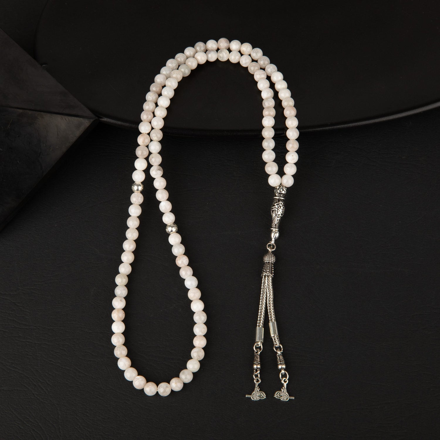 Ay Taşı Doğal Taş Tesbih 99luk - 6mm