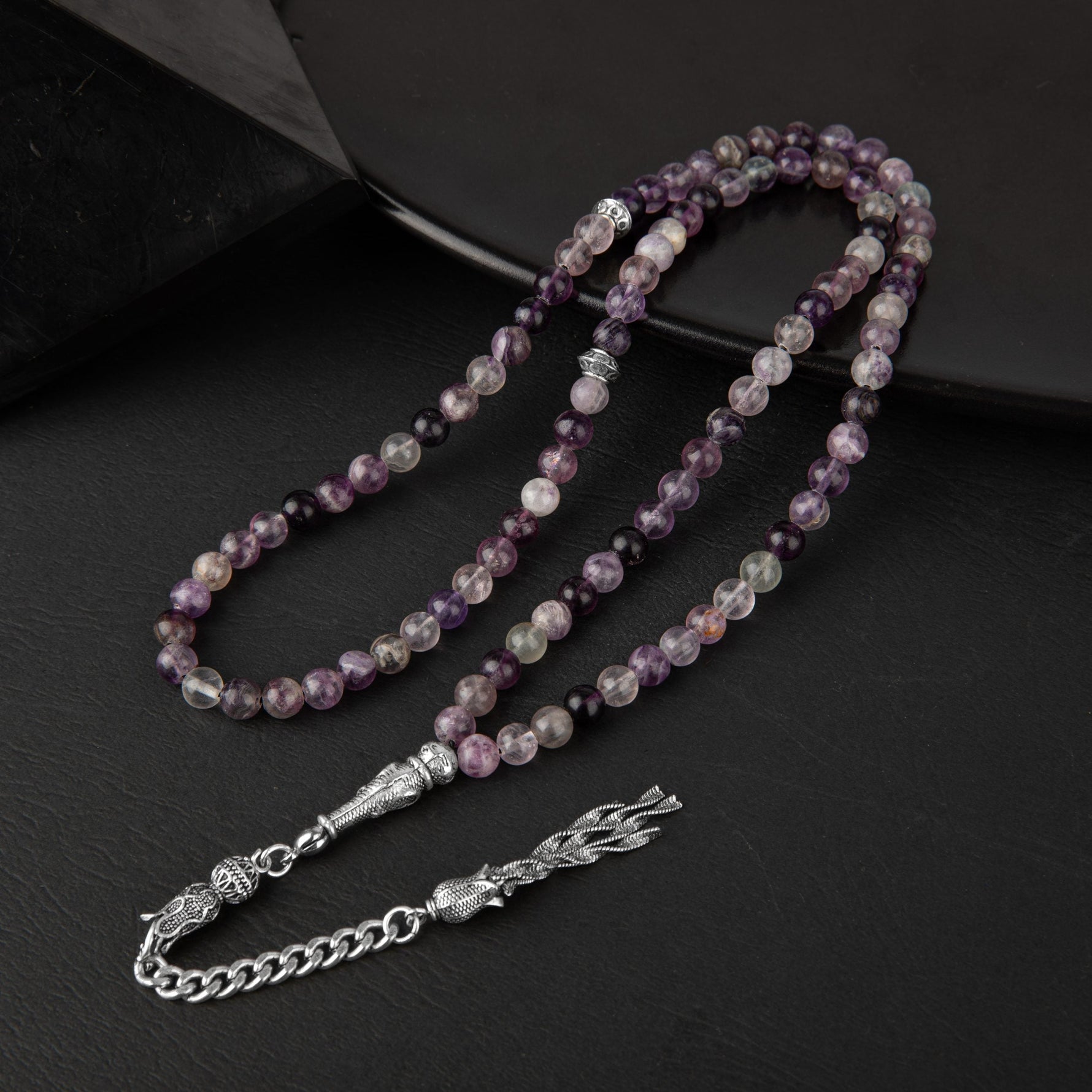 Mor Florit Doğal Taş Tesbih 99luk - 6mm