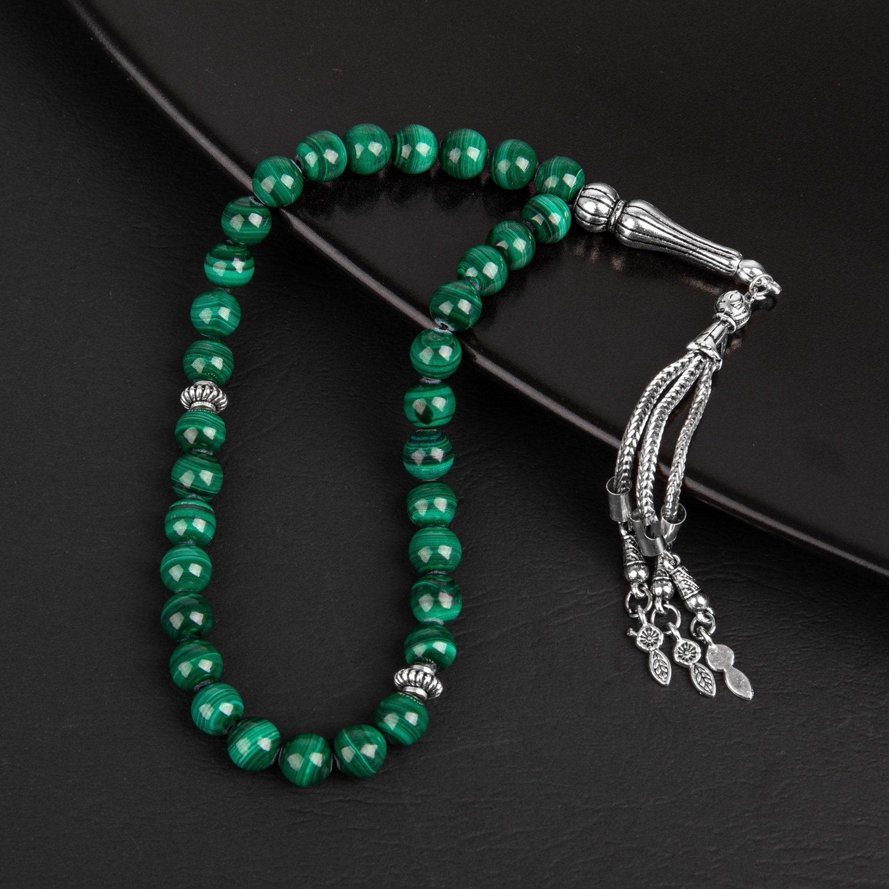 Malakit Doğal Taş Tesbih 33lük - 8mm