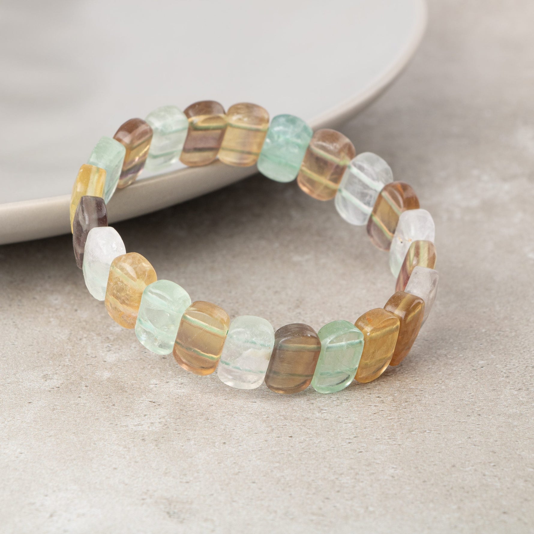 Sarı Florit Doğal Taş Geniş Kesim Bileklik