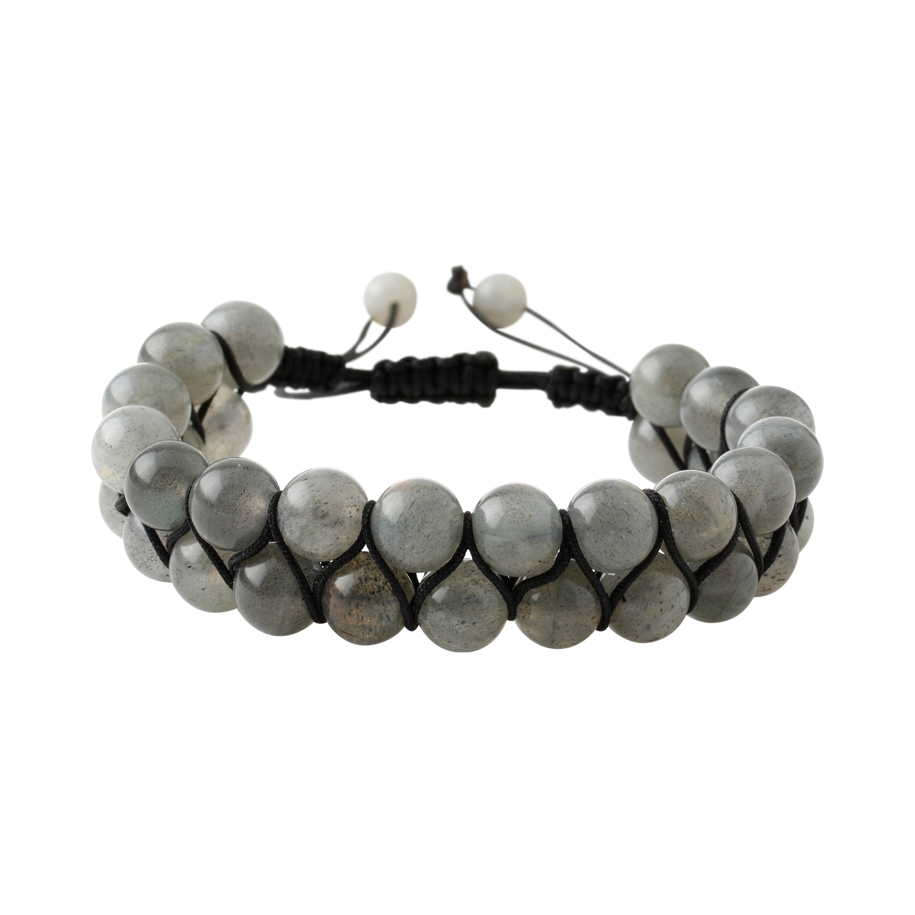 Labradorit 8mm Çift Sıra Makrome Doğal Taş Bileklik