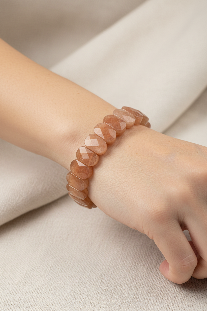 Güneş Taşı Doğal Taş Geniş Kesim Bileklik