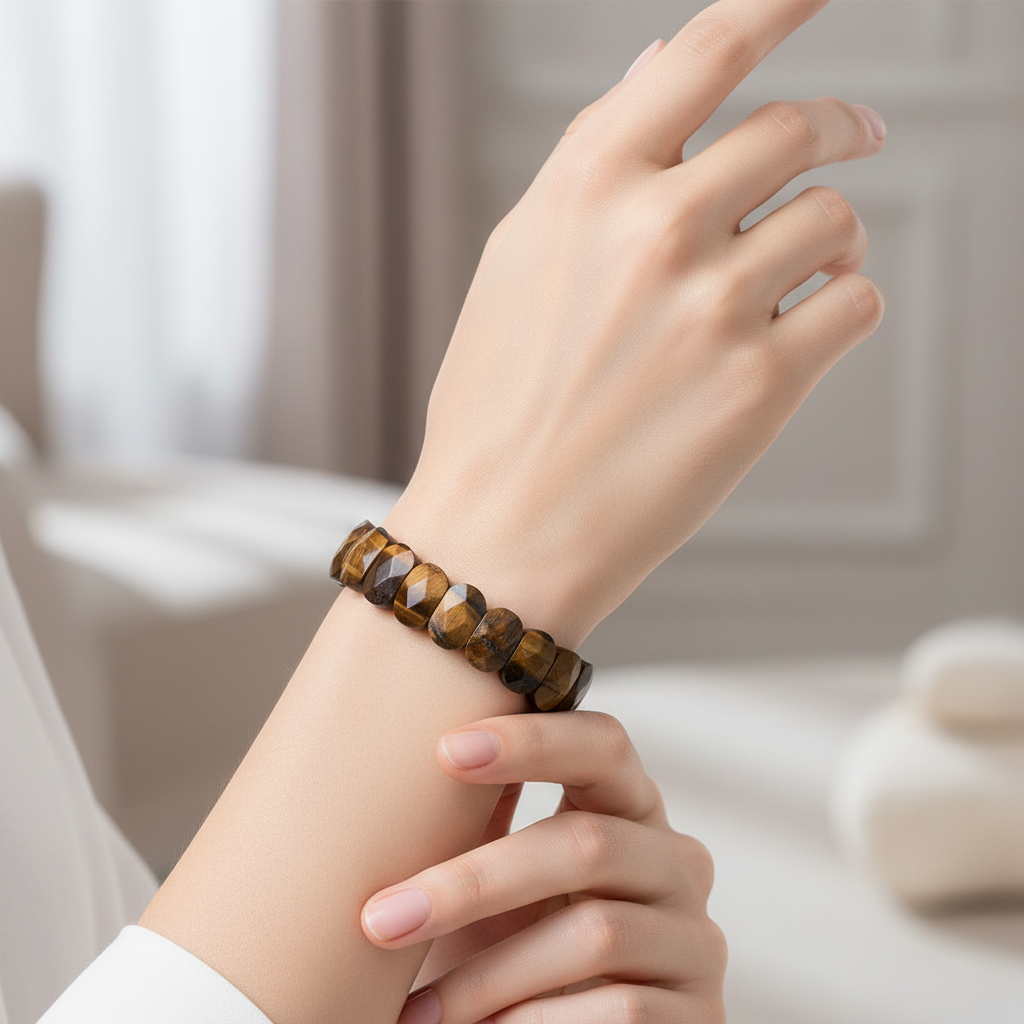 Kaplan Gözü Geniş Kesim Doğal Taş Bileklik