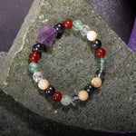 Kova Burcu Bileklik Ametist, Hematit, Kırmızı Akik, Kristal Kuvars, Sedef, Yeşil Florit