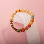 Karnelyan Akik-Turuncu Aventurin-Pehnit-Sedef-Hematit Doğal Taş Bileklik