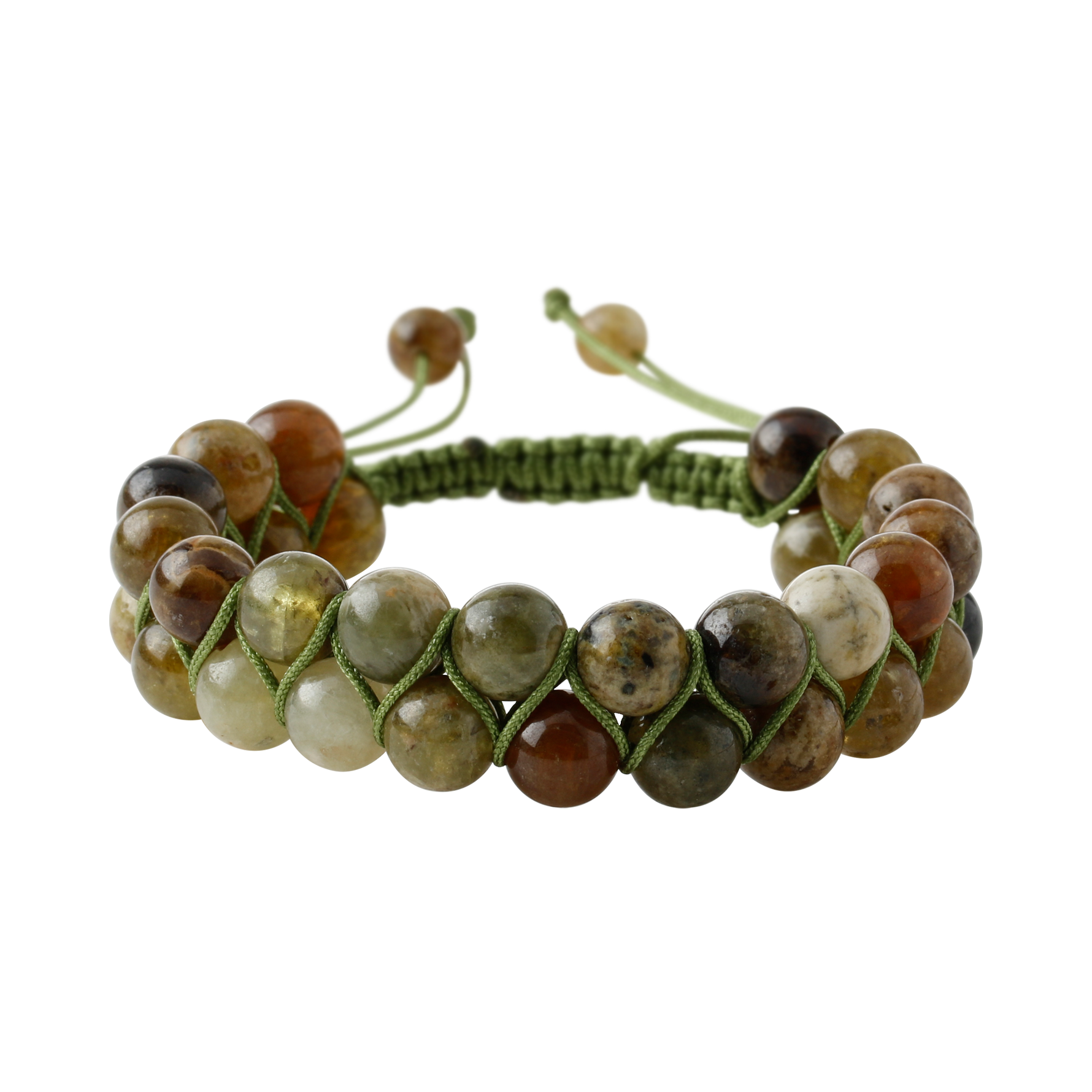 Tsavorit Lal 8mm Çift Sıra Makrome Doğal Taş Bileklik