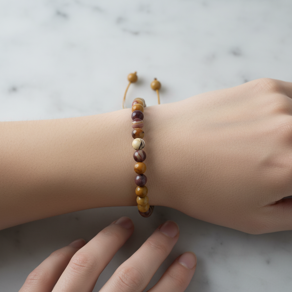 Sarı Jasper 6 mm Merdiven Kapama Doğal Taş Bileklik – El İşçiliği