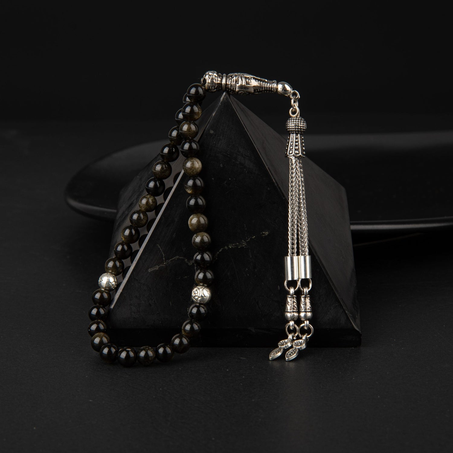 Golden Obsidyen Doğal Taş Tesbih 33lük - 6mm