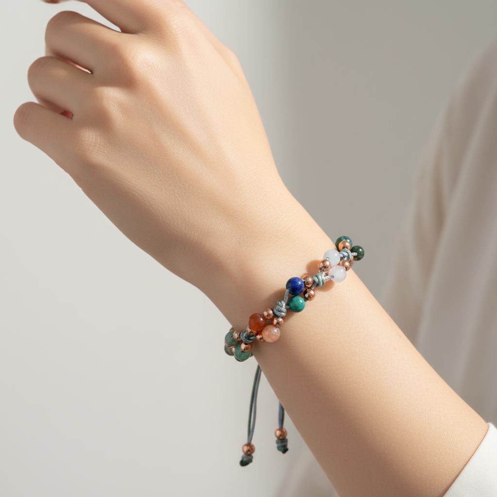 İkizler Burcu Doğal Taş Makrome Bileklik