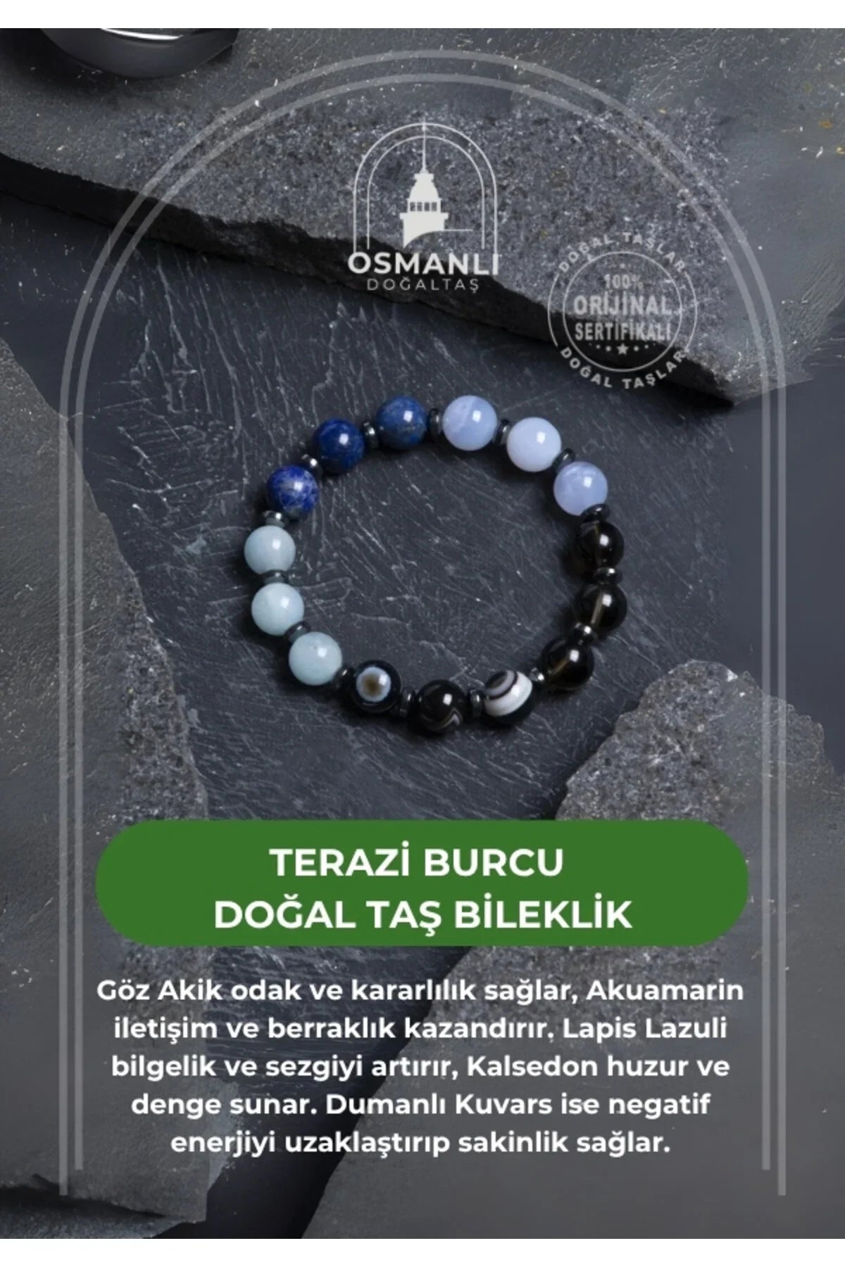 Sertifikalı Terazi Burcu Doğal Taş Bileklik
