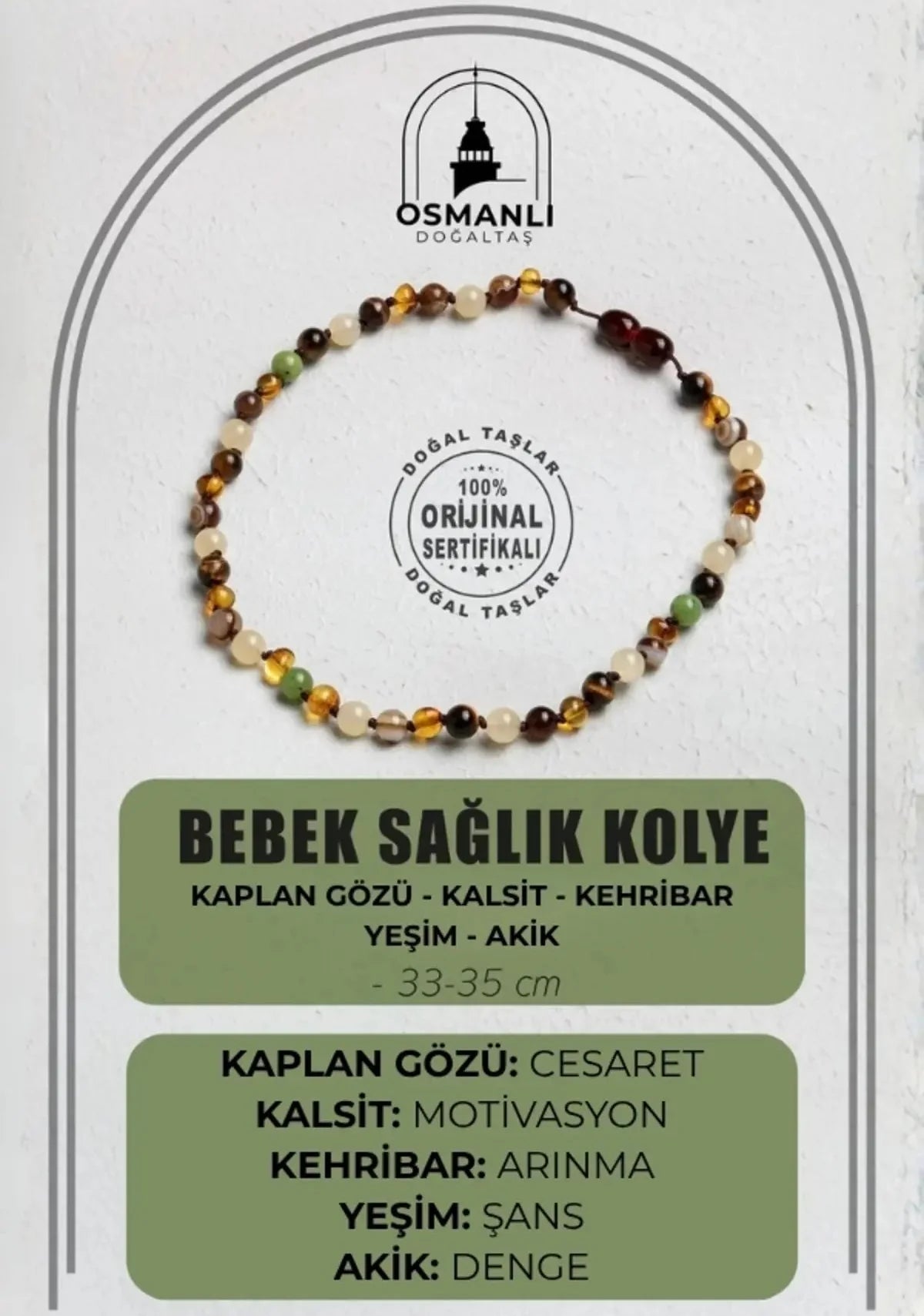 Sertifikalı Bebek Sağlık Kolye (33-35 CM)