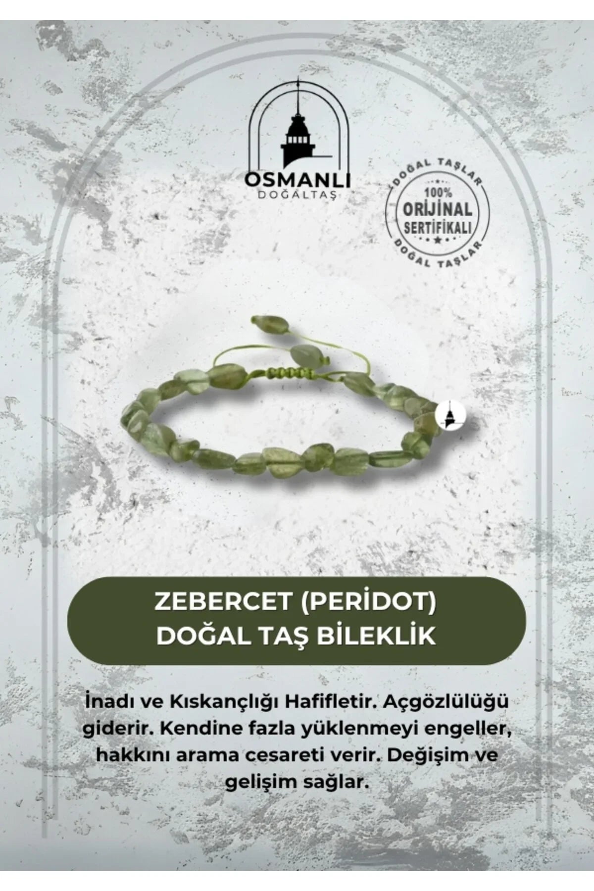 Zebercet (Peridot) Natürel Kesim Doğal Taş Bileklik