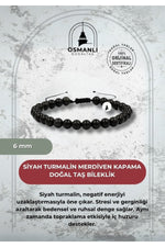 Siyah Turmalin 6mm Merdiven Kapama Doğal Taş Bileklik