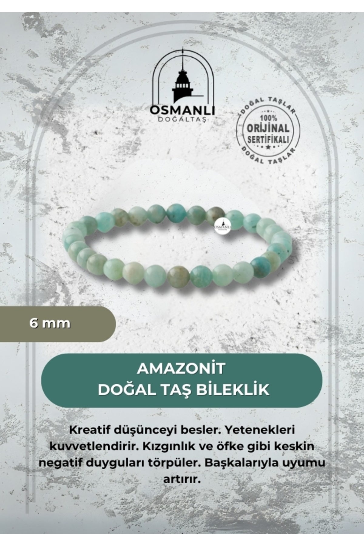 Amazonit 6mm Doğal Taş Bileklik