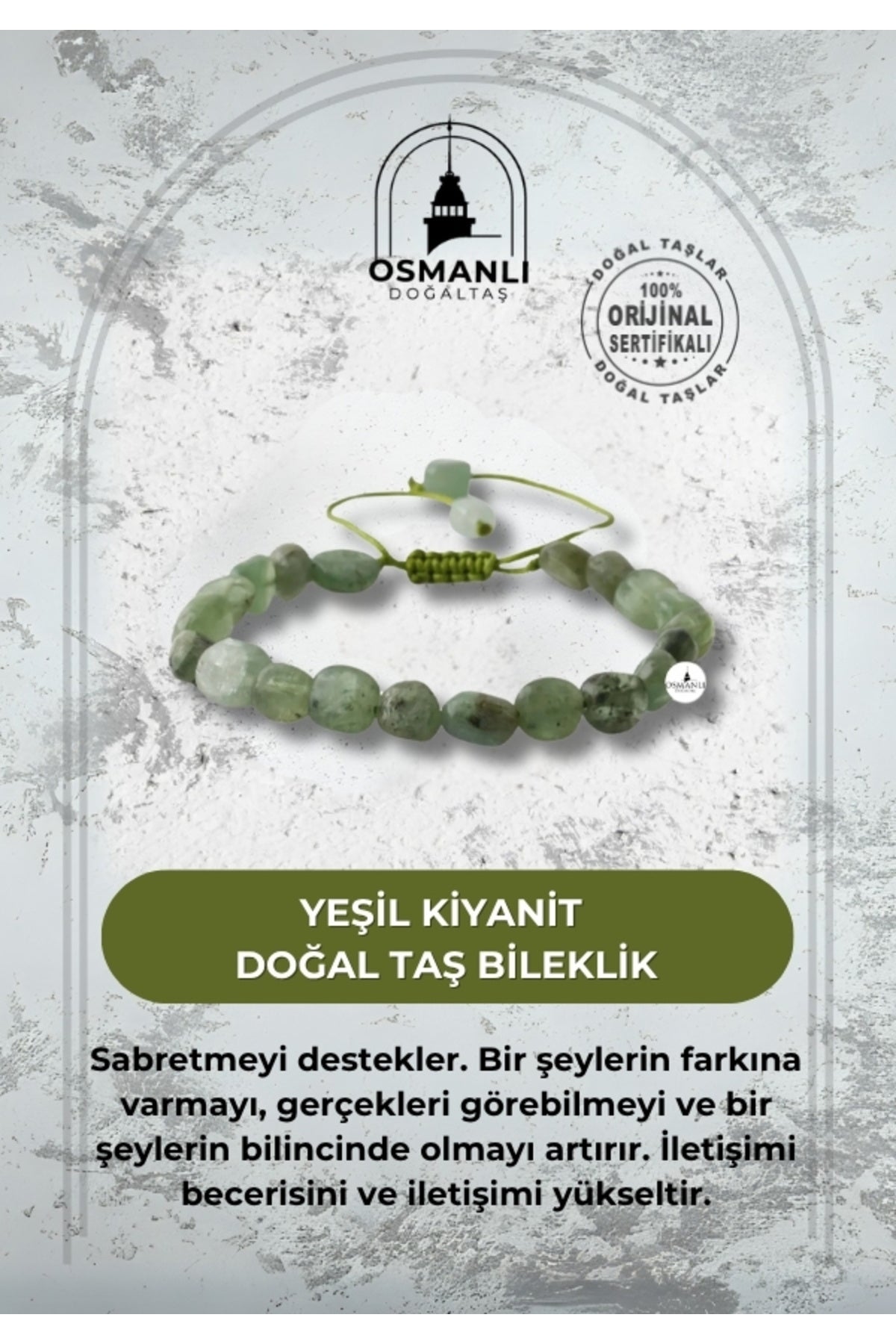 Yeşil Kiyanit Natürel Kesim Doğal Taş Bileklik