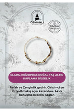 Clara, Krizopras Doğal Taş Altın Kaplama Bileklik