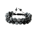Karlı Obsidyen 8mm Çift Sıra Makrome Doğal Taş Bileklik