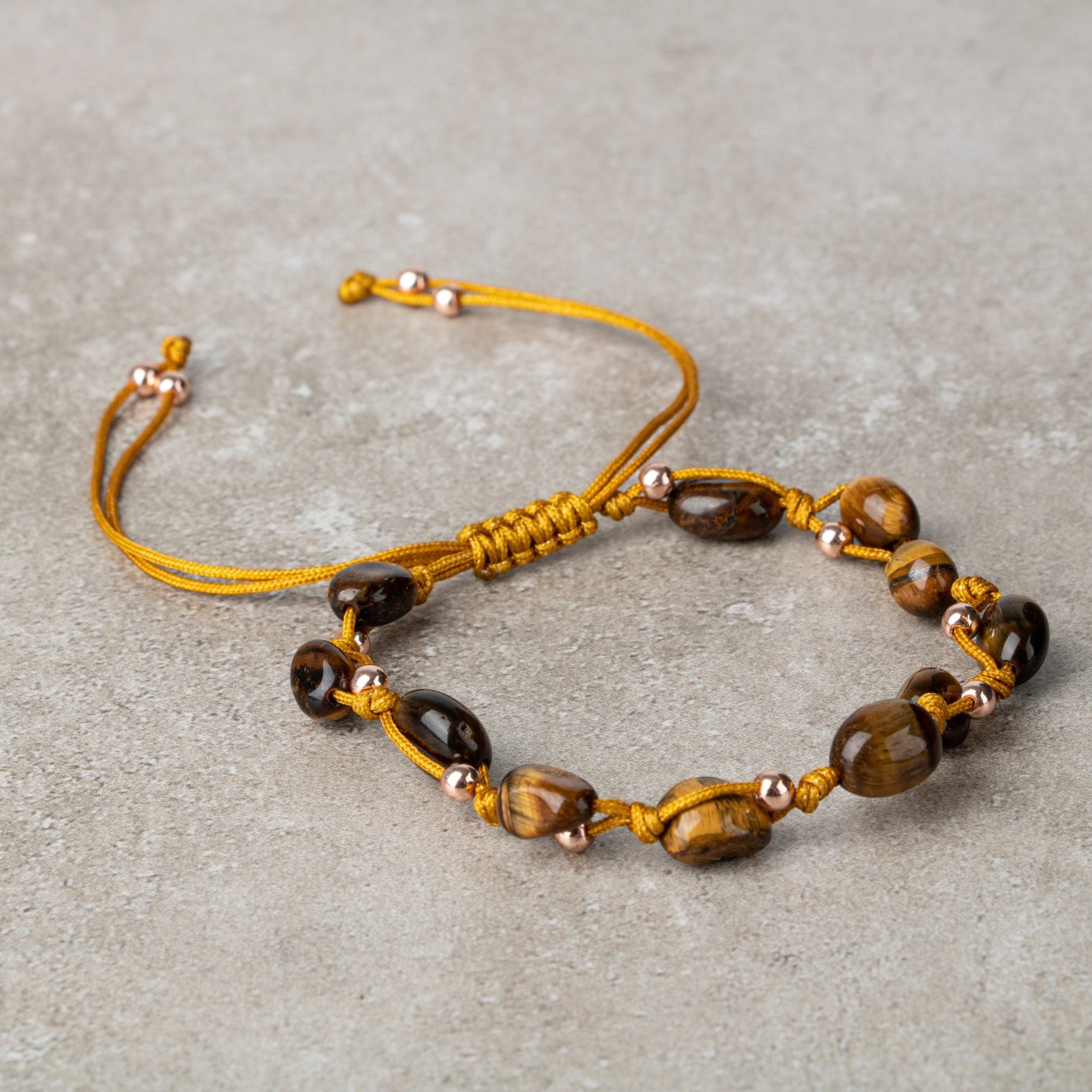 Kaplan Gözü Natürel Kesim Doğal Taş Makrome Bileklik