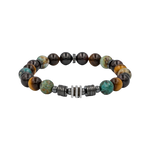 Kaplan Gözü-Bordo Granat Lal-Krizokol Doğal Taş Erkek Bileklik