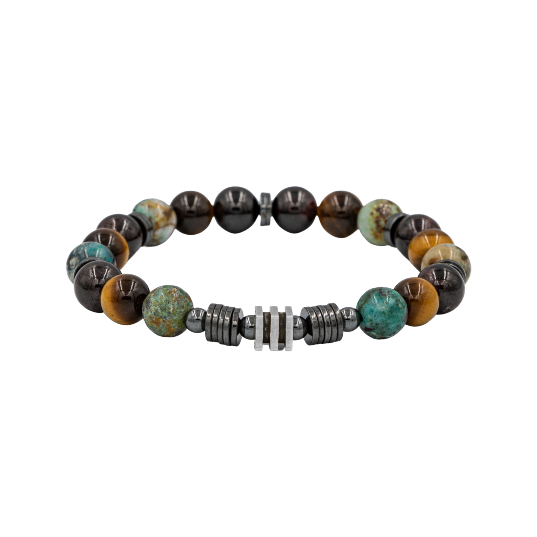 Kaplan Gözü-Bordo Granat Lal-Krizokol Doğal Taş Erkek Bileklik