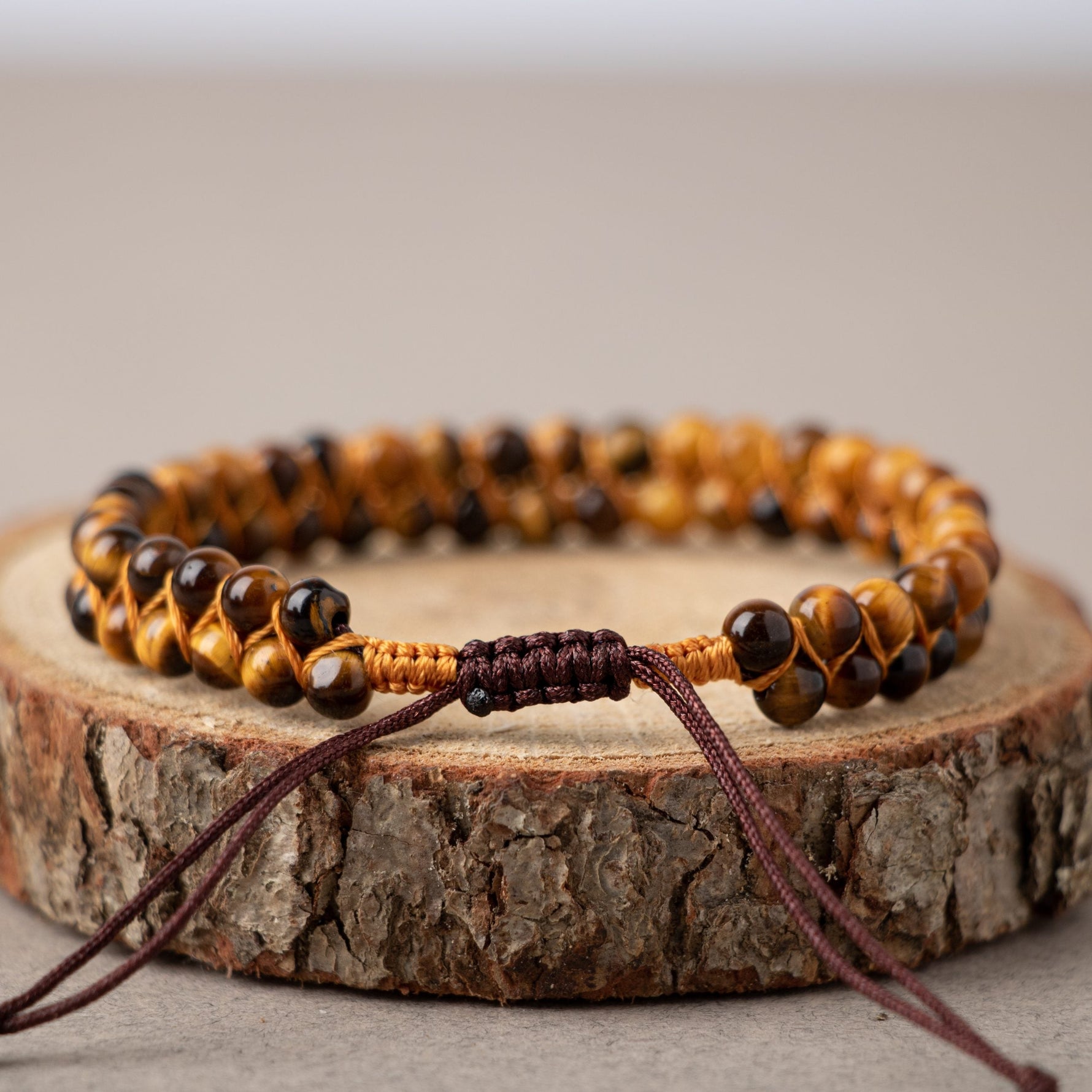 Kaplan Gözü 4mm Çift Sıra Doğal Taş Bileklik