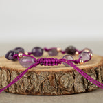 Ametist Natürel Kesim Doğal Taş Makrome Bileklik