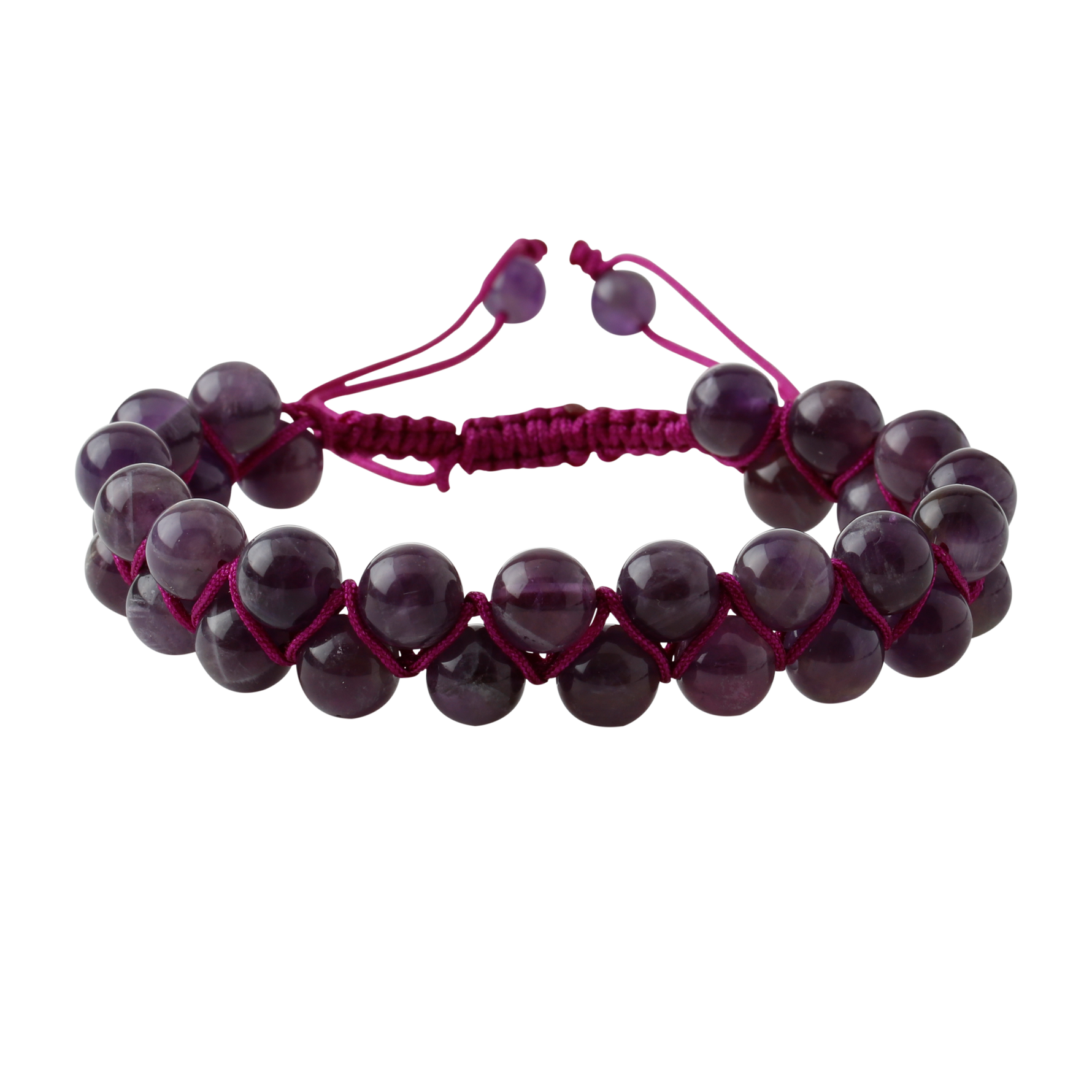 Ametist 8mm Çift Sıra Makrome Doğal Taş Bileklik