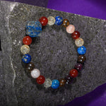 Aslan Burcu Bileklik Bordo Granat Lal, Bronzit, Güneş Taşı, Kırmızı Akik, Lapis Lazuli, Sitrin