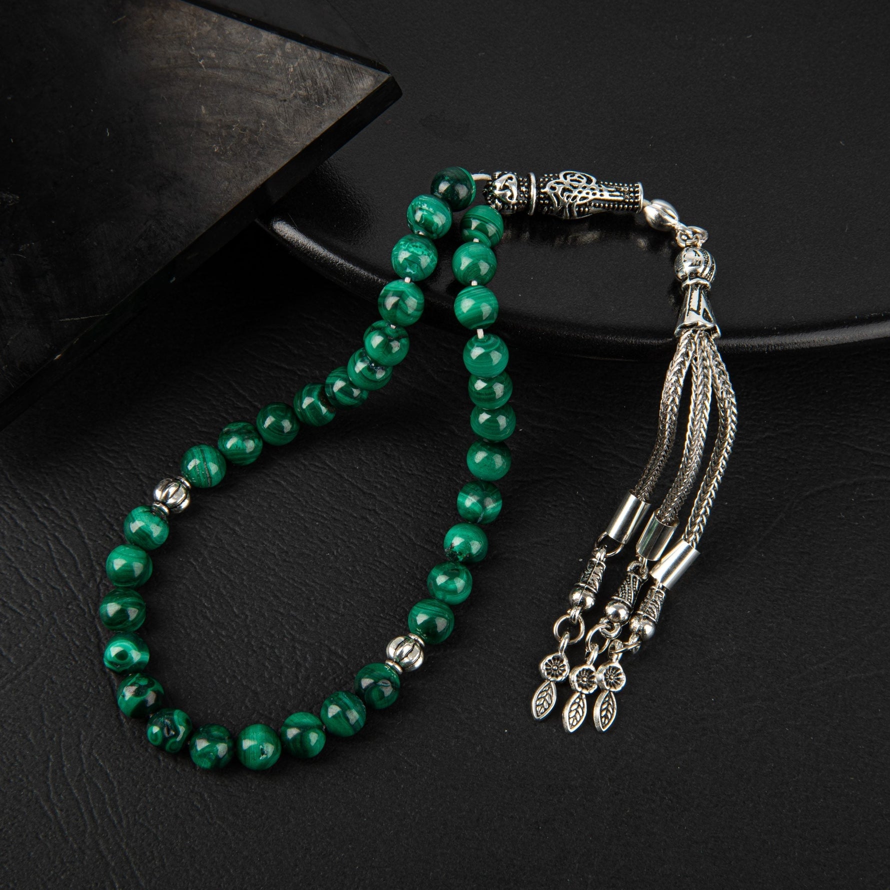 Malakit Doğal Taş Tesbih 33lük - 6mm