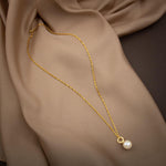 İnci Doğal Taş Gümüş Tasarım Zincir Kolye - 50cm