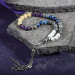 Yay Burcu Tesbih Ametist, Kalsit, Labradorit, Lapis Lazuli, Sedef