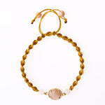 Güneş Taşı-Pembe Kuvars Doğal Taş Makrome Örgü Bileklik