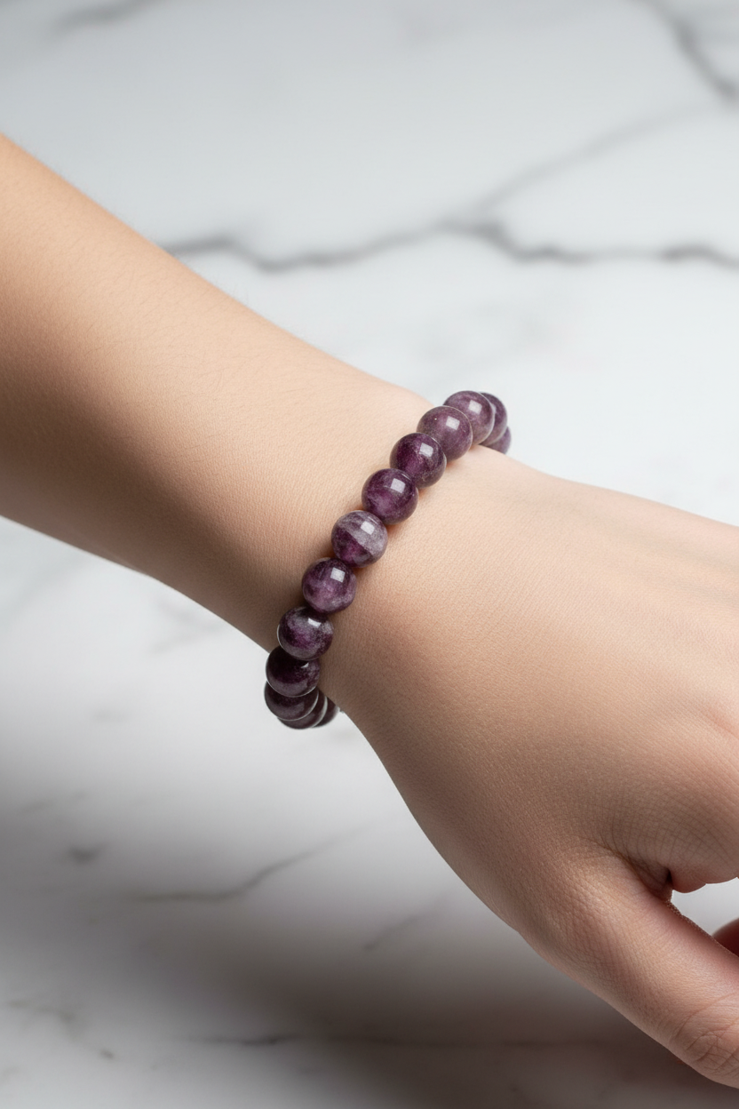 Premium Lepidolit Doğal Taş Bileklik