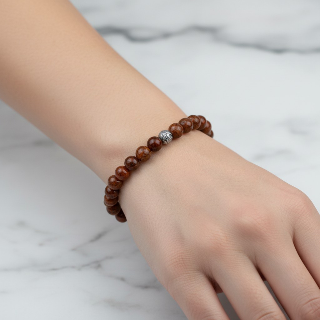 Hessonit Lal 6mm Doğal Taş Bileklik