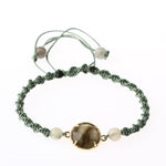 Labradorit-Prehnit Doğal Taş Makrome Örgü Bileklik