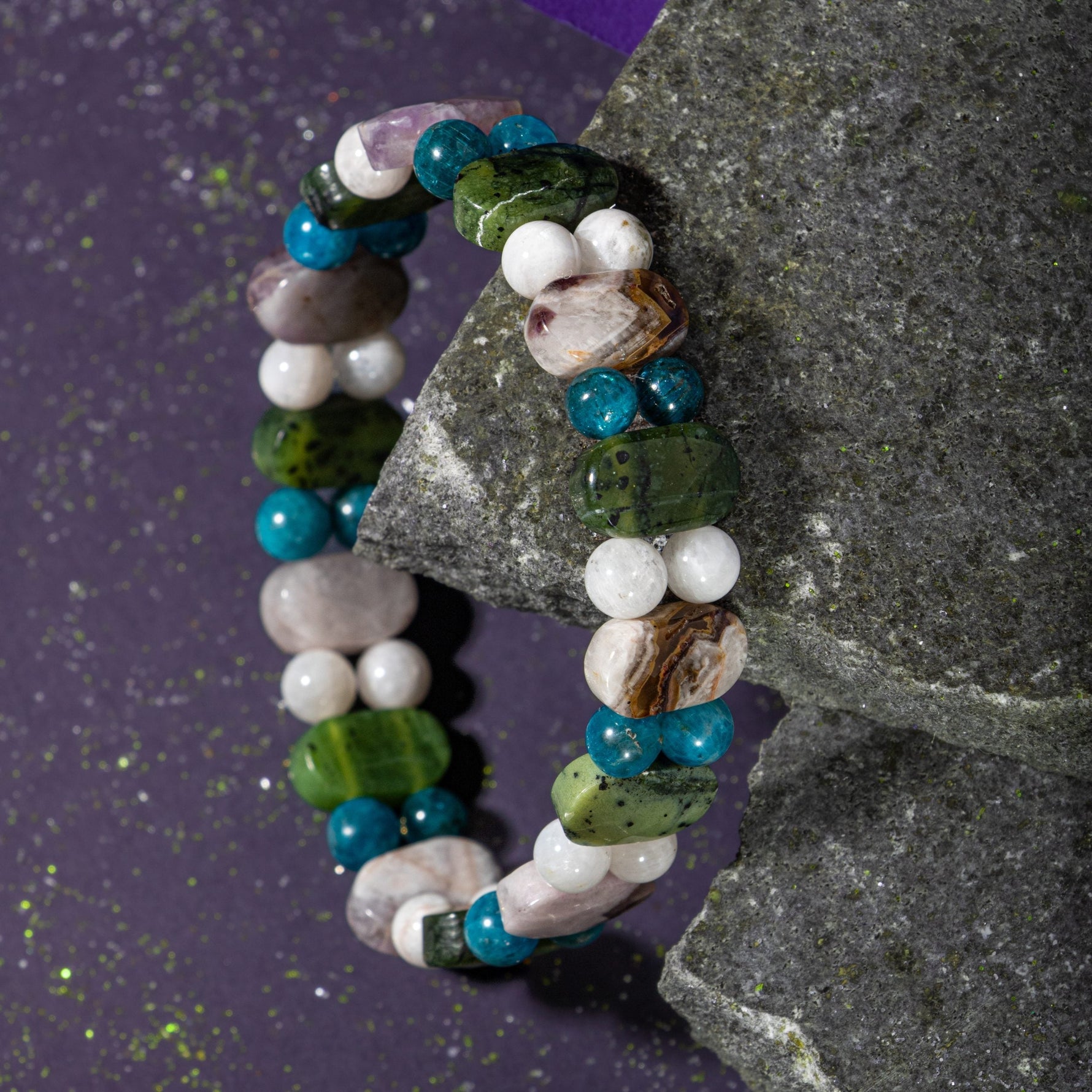 Balık Burcu Bileklik Ametist, Ay Taşı, Mavi Apatit, Yeşim