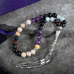 Koç Burcu Tesbih Akuamarin, Ametist, Bordo Granat Lal, Kan Taşı, Sarı Jasper, Siyah Göz Akik
