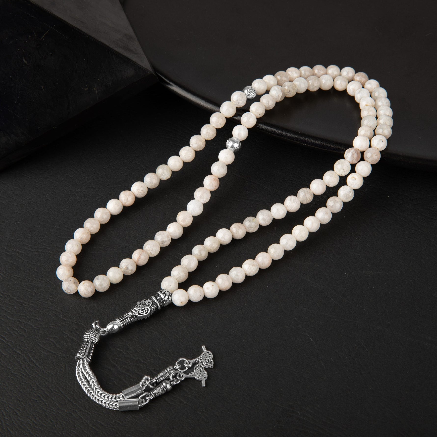 Ay Taşı Doğal Taş Tesbih 99luk - 6mm