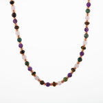 Hematit-Pembe Kuvars-Krizokol-Ametist-Kaplan Gözü Doğal Taş Kolye