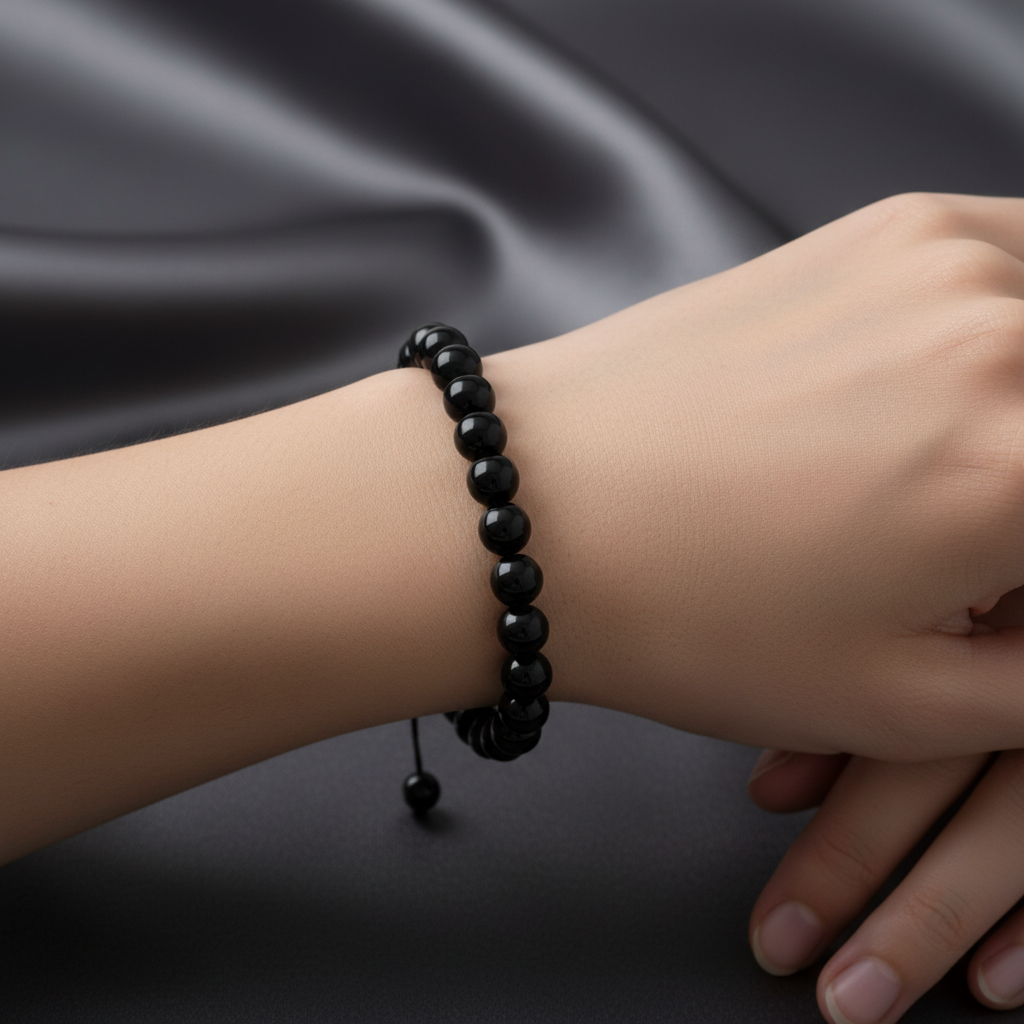 Rainbow Obsidyen 8 mm Merdiven Kapama Doğal Taş Bileklik – El İşçiliği